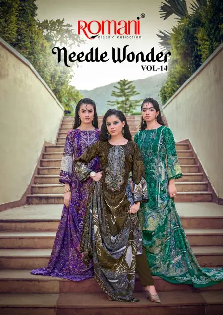 Needle Wonder Vol 14 By Romani Cotton Digital Printed Dress Material
